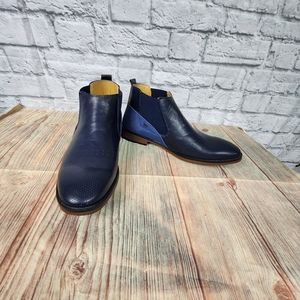 Andrew Fezza  AF-8008 Adrian Mix Media Low-Rise Chelsea Navy Boot